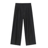 Hearujoy Trend Men's Suit Pants Free Draping Pleated Droop Bottom Straight Wide Leg Solid Color Male Casual Bottom Summer 9C6592
